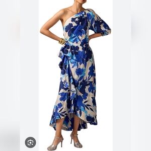 J. Crew Blue Asymmetrical One-Shoulder Dress